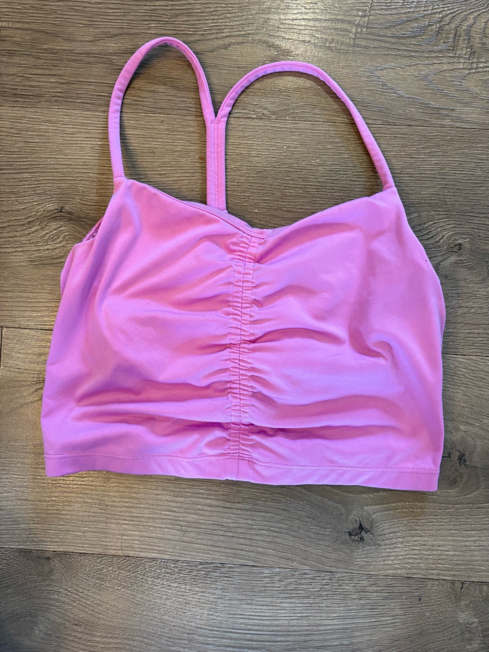 all in motion Pink Ruched Front Crop Tank